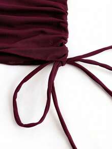 Swim Vcay Bikini de verano de unicolor con tirantes de espagueti desmontables - Burdeos - Ver 3