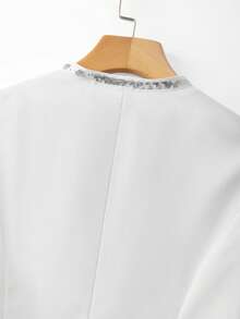 Franclia 女士优雅简约雪纺拼接收腰轻薄外套 - 白色 - 查看 6