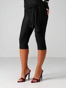 MISSGUIDED Quần lửng nữ cạp cao, kiểu dáng thời trang, thích hợp mặc đi làm, mùa xuân hè. - màu đen - Xem 3