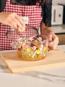 高端硼硅酸盐玻璃烹饪锅 - 仙人掌、郁金香、玫瑰图案 - 适合煲汤、煮面、调味等 - 家用及餐厅皆宜，尤其适合圣诞节、感恩节、万圣节等节日 - 彩色 - 查看 5