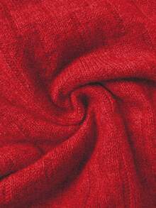 Elenzga Sexy American Style Collared Off-Shoulder Fitted Knit Long Sleeve Top, High-End Niche Design, Suitable For Autumn/Winter - Red - View 7