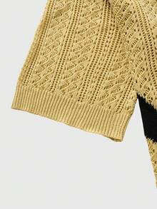 ROMWE MEN Prep Men's Brazil Flag Embroidered Knit Jersey - Yellow - View 5