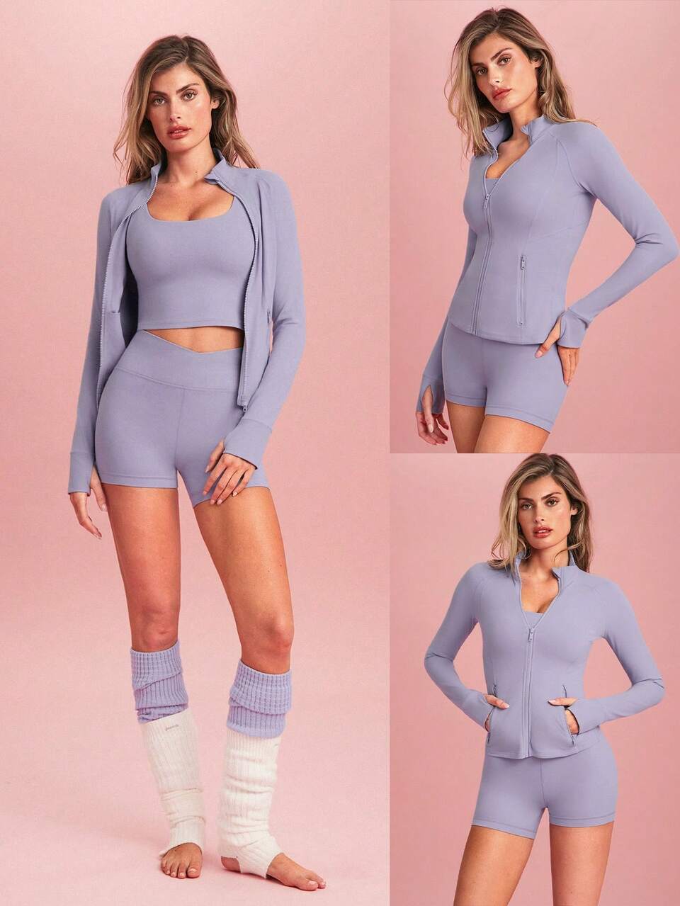 FeatherFit™ BBL Slim-Fit Pockets Zip Up Long Sleeve Jacket