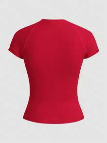 Velisys Velisys Women's Casual Solid Color Raglan Sleeve Seamless Sports T-Shirt, Summer - Multicolor - View 7
