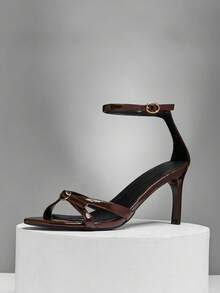 SHUZIA 女士优雅踝带细高跟凉鞋 - 巧克力棕 - 查看 7