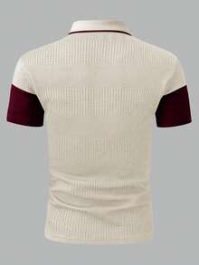 EGENSIO Men's Casual Commuting Contrast Color Textured Fabric Short Sleeve Polo Shirt, Summer - Multicolor - View 2