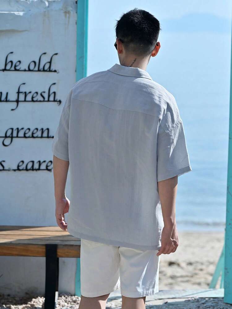 Men's Multi-Color Short Sleeve Polo Shirt And Shorts Set, Summer