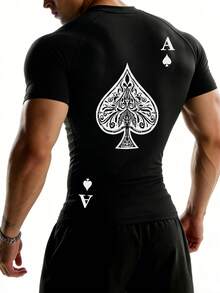 GymBeat Áo thun nam cổ tròn tay raglan tay ngắn dáng ôm thể thao thường ngày, mùa hè - màu đen - Xem 2