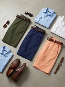 paquete de tres Bermudas lisas para hombre - paq28 - Ver 3