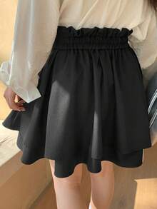 Dazy Plus Rok Kasual Minimalis Warna Polos Ukuran Besar - Hitam - View 9