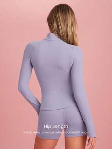 GLOWMODE FeatherFit™ Slim-It Streamline Performance Secure Pockets Zip Up Long Sleeve Jacket Low Impact Yoga Daily Fall - Dusty Purple - View 2