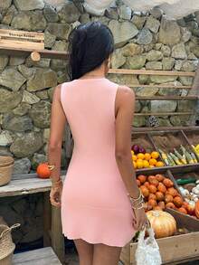 Sunnyshic Women's Pink Sequin Dress, Fashionable Shiny Accessories Sexy Party Dress, Elegant Party Formal Casual Dress - Pink - View 2