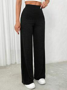 EURMUSE Women Grey Comfortable High Waisted Pants - Black - View 3