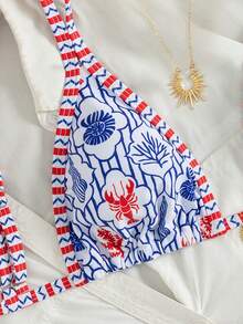 Swim Vcay 2pcs/Set New Random Print Adjustable Strap Sexy & Elegant Bikini Swimwear Set, Suitable For Beach, Pool Party, Summer Vacation - Multicolor - View 5