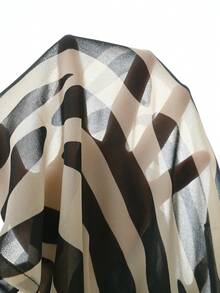 Cévolie Women's Fashion Zebra Print Asymmetrical Shoulder Top And Pants 2 Pieces Set, Summer - Black - View 8