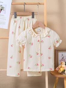 2pcs/Set Random Assorted Girls Toddler Pajama Sets - Multicolor - View 7