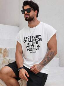 DAZY Áo thun nam tay ngắn cổ tròn in chữ, kiểu dáng đường phố, thích hợp cho mùa hè. - trắng - Xem 5