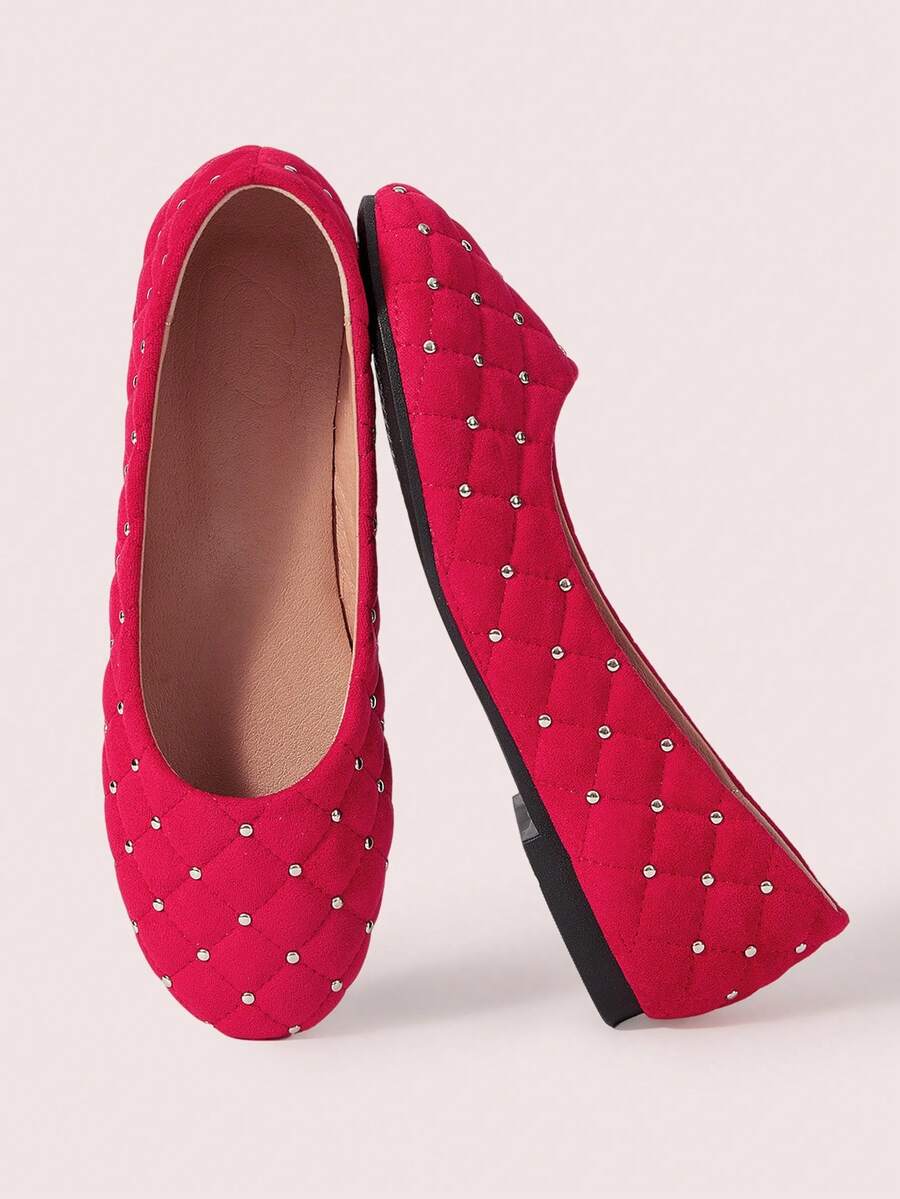 CUCCOO DOLLMOD Sepatu Wanita Merah Sepatu Datar Pakaian Hari Valentine Hari Valentine - Merah tua - View 1