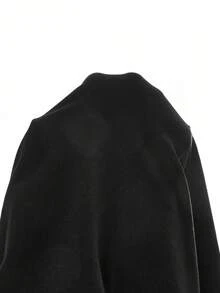 Maija 大码女式黑色束腰简约优雅蝙蝠袖连衣裙，适合办公室、郊游、俱乐部、节日、返校、轻松度假风格 - 黑色 - 查看 13