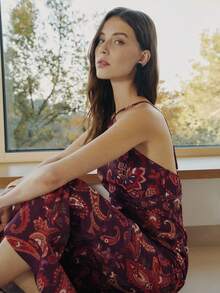 Nöista Paisley Print Halter Maxi Dress, Summer Vacation - Red Violet - View 5