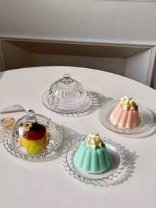 1个简约透明玻璃蛋糕展示架，甜点盘托盘盖，适用于饼干、水果、糕点、糖果 - 無色 - 查看 11