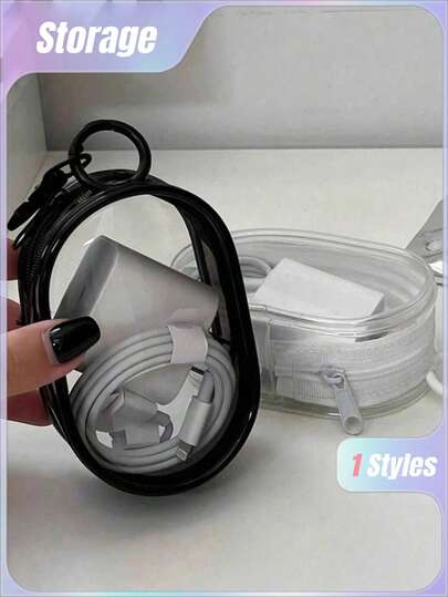 1PC Portable Mini Transparent Zipper Storage Bag, Compact Multifunctional Storage Bag, Headphone And Charger Case With Keychain, Transparent Travel Accessories For Travel Storage Bag,Makeup Bag,Cosmetic Bag,Vacation Organizer,Large Capacity Makeup Organizer Makeup Case, For Lipstick, Brush, Skincare, Mobile Phone, Coin, Small Items, For Home,Gift,Vacation And Festival Halloween Christmas Multifunctional Use,Room Decor , Ramadan Decor, Home Decor, Bathroom Decor