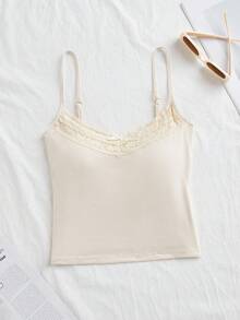 Lowkey Lull 1 件女士时尚细肩带背心，百搭外套，夏季，健身 - 米色 - 查看 1