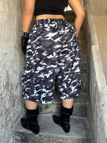 Sunspun Pantalones cargo de camuflaje de moda talla grande, pantalones capri, shorts, adecuados para el verano, festivales de música, salidas casuales - Multicolor - Ver 2