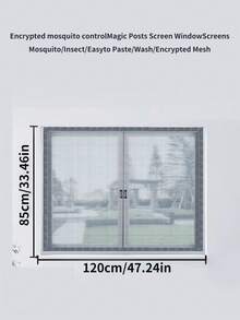 多种尺寸可选，防蚊虫，透气，易于安装的魔术贴自粘式窗纱，适用于客厅和卧室 - 黑色 - 查看 71