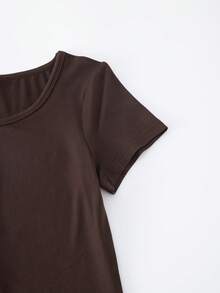 Bộ 4 món đồ thể thao năng động, đa năng cho bé gái tuổi teen, thích hợp tập yoga, thể dục dụng cụ, quần short bó sát lửng, màu trơn, chất liệu dệt kim, mùa xuân/hè. - Nhiều màu - Xem 5