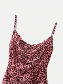 SHEIN Unity 女士豹纹简约日常吊带连衣裙迷你短款女装 - 粉色 - 查看 4