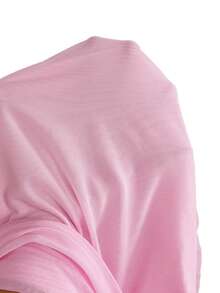 SHEIN EZwear 女士休闲纯色浅粉色简约露肩连衣裙，适合日常穿着，春夏款 - 淺粉色 - 查看 7