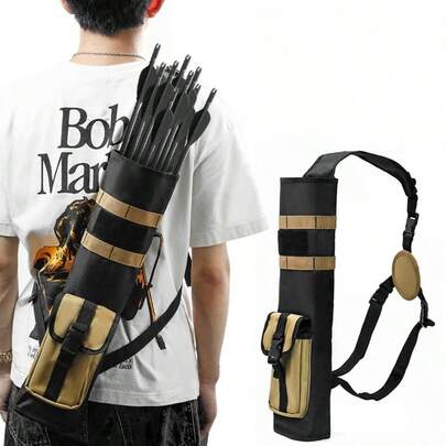 Archery Arrow Quiver, Lightweight Oxford Cloth Backpack With MOLLE System, Foldable Hip Arrows Bag For Target Shooting & Hunting, Fit, Back Arrow Quiver, Pocket Hanged,