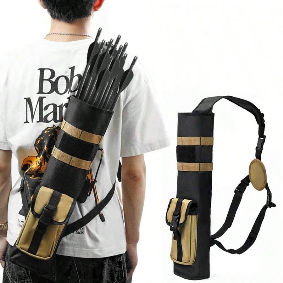 Archery Arrow Quiver, Lightweight Oxford Cloth Backpack With MOLLE System, Foldable Hip Arrows Bag For Target Shooting & Hunting, Fit, Back Arrow Quiver, Pocket Hanged,