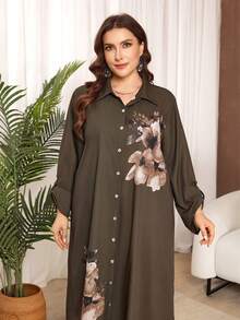 Lacomfia Women's Floral Print Plus Size Shirt And Wide Leg Pants Two Pieces Set, Casual And Minimalist, Plus Size - Multicolor - View 4