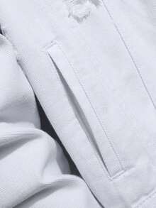 Manfinity Hypemode 男士长袖棉质破洞翻盖口袋牛仔夹克（无帽），秋季款 - 白色 - 查看 4