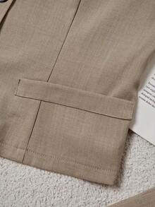 Airaco 时尚简约通勤吊带背心和斜插口袋裤装 - 卡其色 - 查看 5