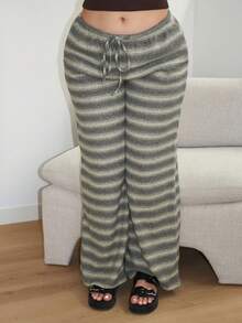 Arliah 女士舒适休闲简约低腰抽绳阔腿裤条纹裤套装舒适裤套装女式休闲裤套装 - 彩色 - 查看 5