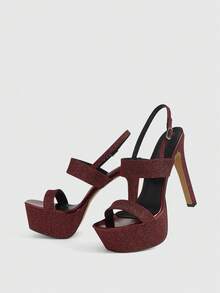 CUCCOO LuxiPop Women Heeled Sandals - Burgundy - View 6