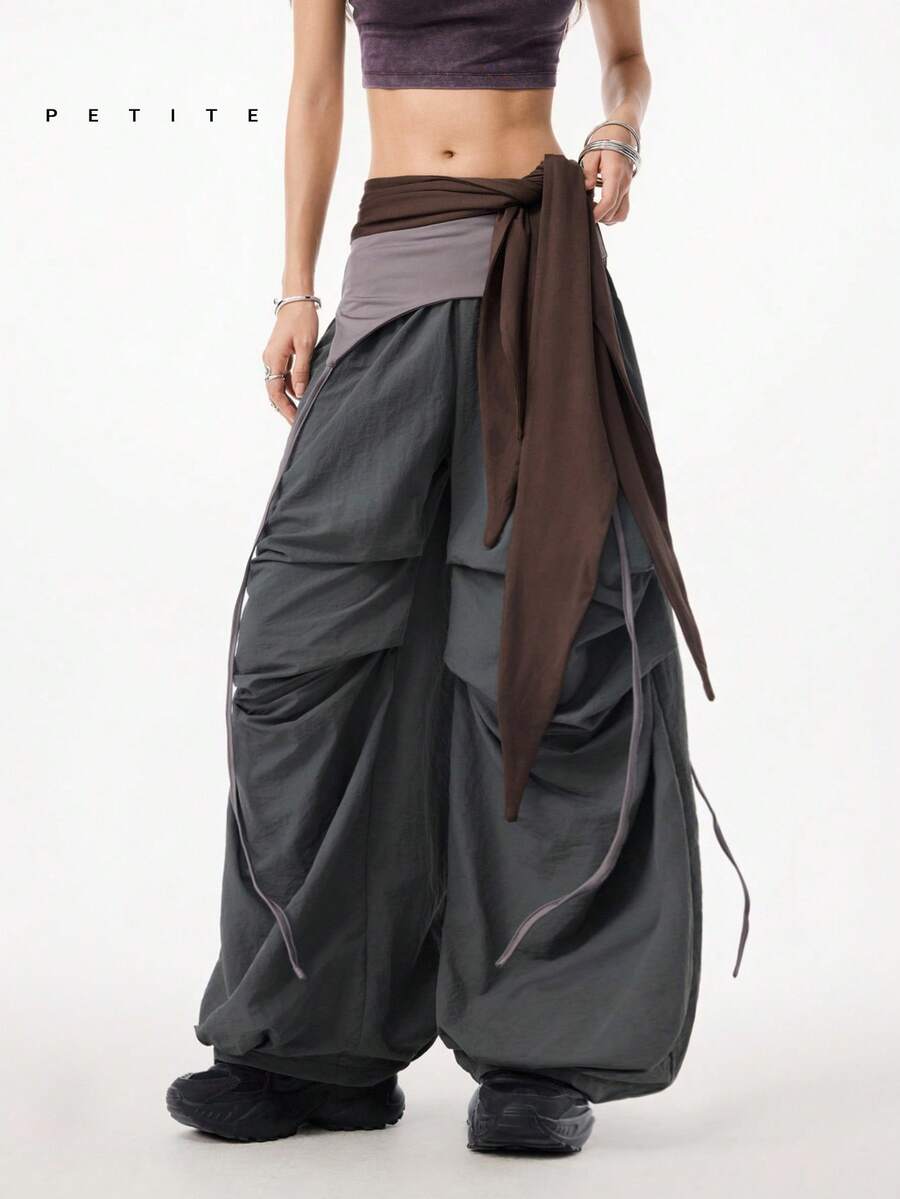 LYSMO Petite 女士街头时尚宽松嘻哈裤 - 灰色 - 查看 1