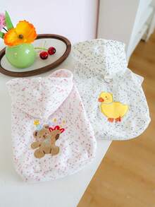 PETSIN 1 pieza Ropa para mascotas, Suéter con patrón de dibujos animados bordado lindo, Ropa universal de primavera para gatos y perros, Camiseta con capucha cómoda - Multicolor - Ver 3