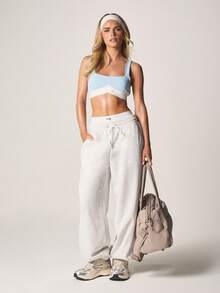 MISSGUIDED Light Blue Color Block Bralette Crop Top Square Neckline Wide Straps Casual Summer Fashion Top - Multicolor - View 4