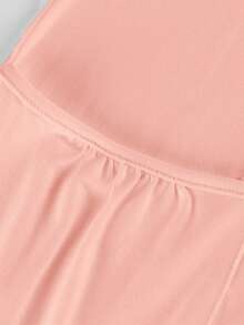 1 pieza Mono casual suelto de unicolor con bolsillos para mujer - Naranja - Ver 3