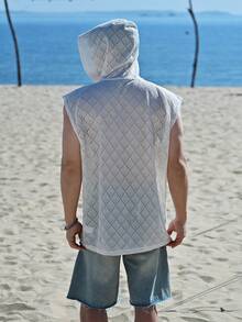 DAZY Men's Sleeveless Hooded Mesh Cover-Up, Summer - Apricot - View 2