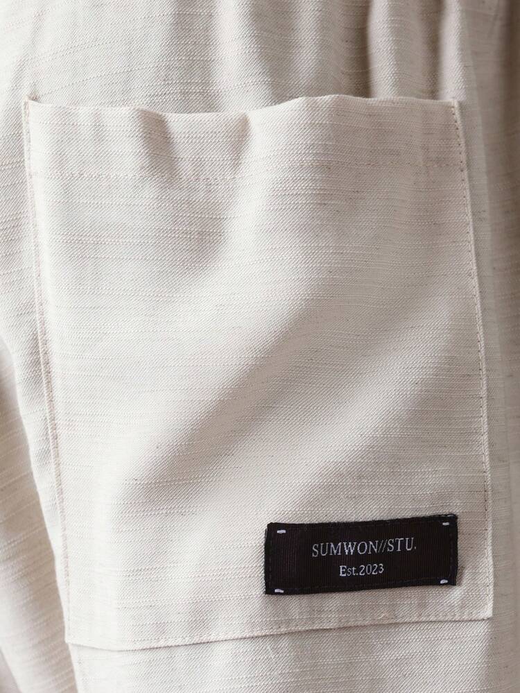 Cream Linen Shirt And Shorts Set