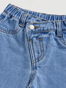 Jeans holgados con cintura asimétrica para niña bebé marrón - Lavado ligero - Ver 3