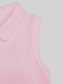 SHEIN 女士休闲樱桃字母刺绣背心，夏季 - 粉色 - 查看 4