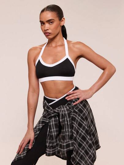 SHEIN BAE 1 件无缝运动文胸，吸湿排汗面料，可调节肩带，基本款，适合健身/瑜伽