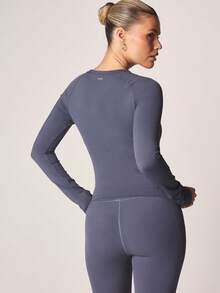 Missguided x Playboy Long Sleeve Crew Neck Fitted Activewear Top With Logo Print And Raglan Sleeves For Casual Exercise And Leisure Wear - Royal Blue - View 3