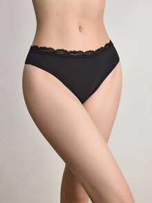 Ocili Shiny Swimwear Lace Lingerie Comfortable Women Thong - Black - View 6